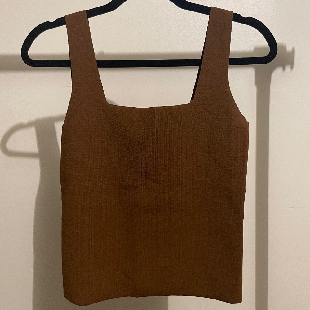 Vince brown square neck tank top
